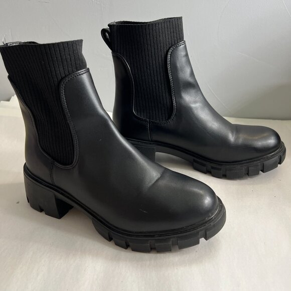 Steve Madden Hayle Ankle Boot Black Size 8 Chunky Goth Grunge Chic - Picture 4 of 9